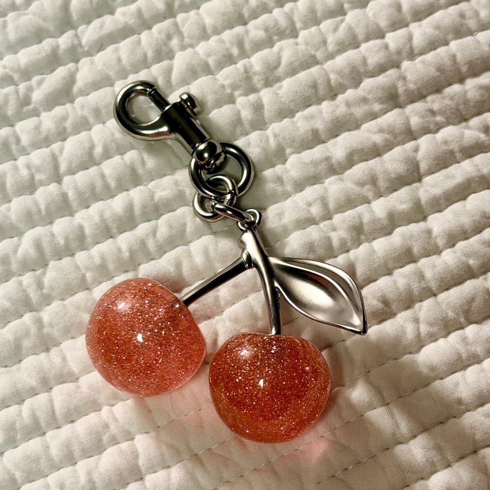 Glittery Cherry Bag Charm Keychain
